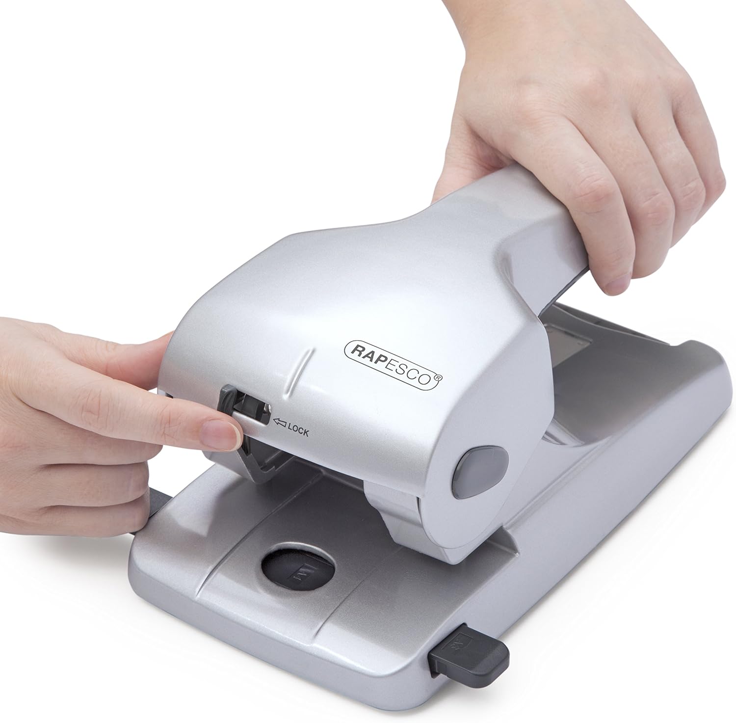 Rapesco 0732 High-Capacity Zero-65 Metal 2-Hole Punch, 65 Sheet Capacity, Silver