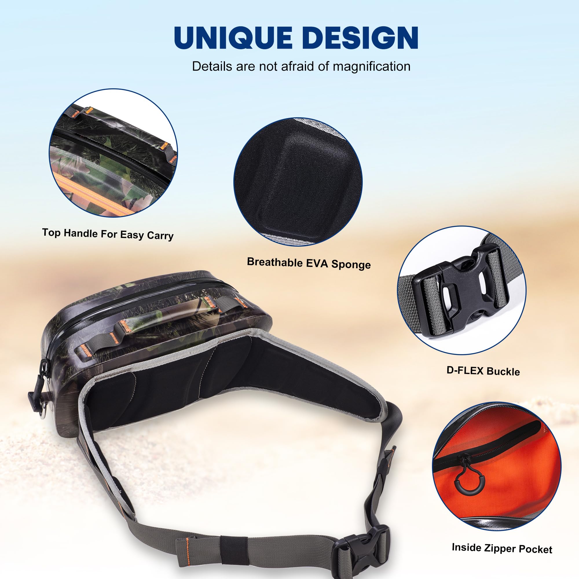 WILD HEART Luya - Marsupio ermetico impermeabile 3D, 3,6 l, in TPU, per kayak, rafting, canottaggio, nuoto, campeggio, escursionismo, spiaggia, pesca (verde militare)