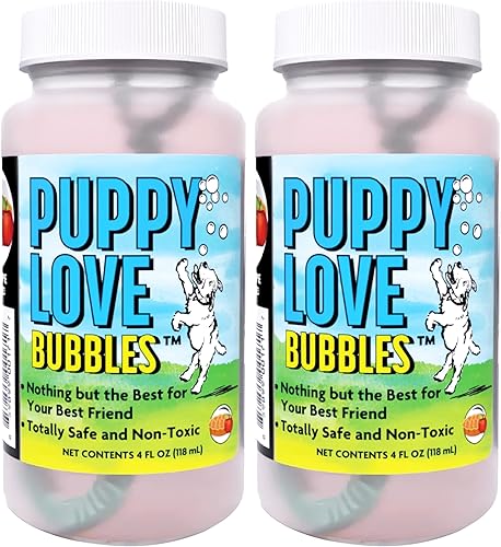 Miniatura 7 de Puppy Love Bubbles, burbujas perfumadas de mantequilla de maní de 4 onzas, paquete de 2 botellas con sabor a mantequilla de maní para perros