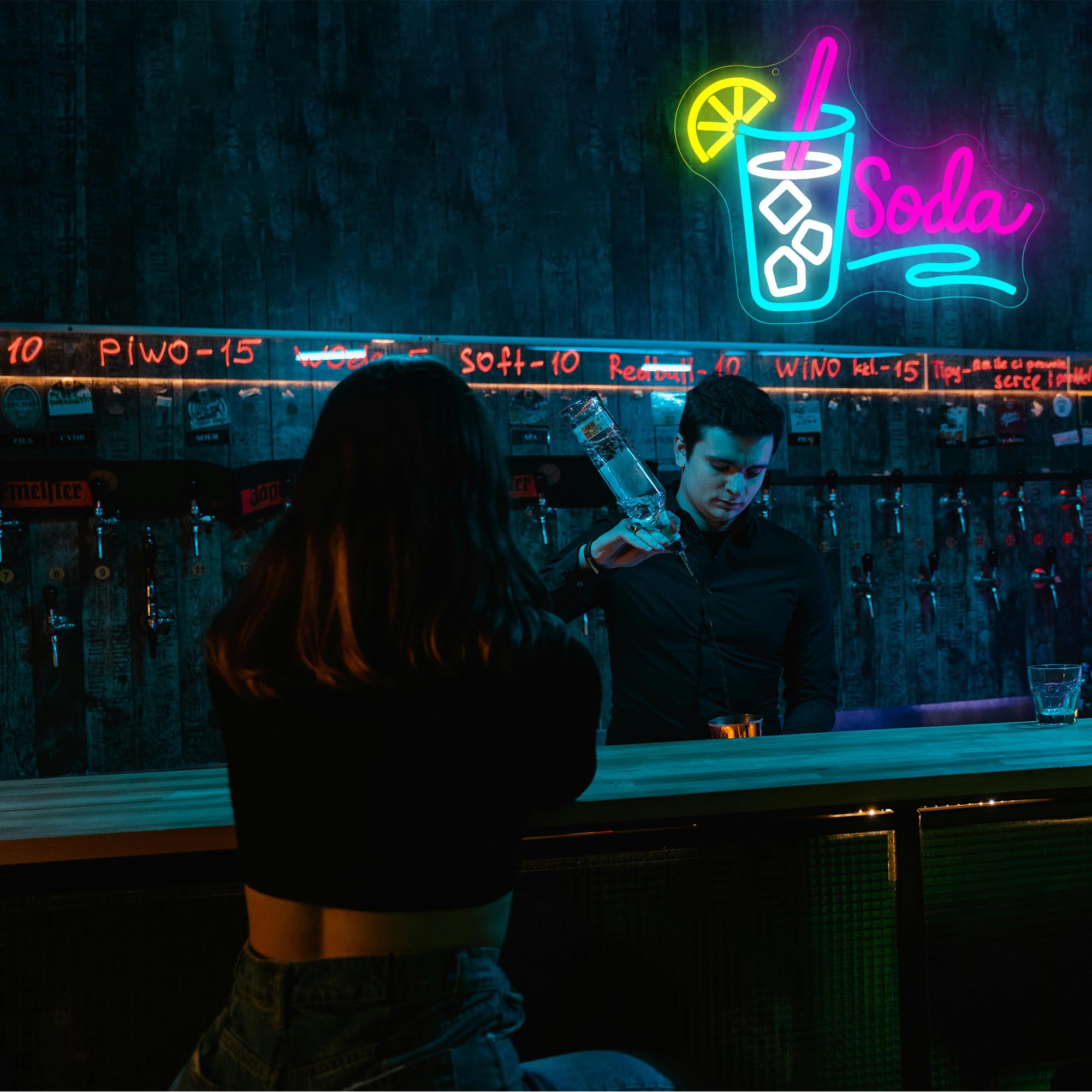 Cartello al neon con soda per decorazione da parete, dimmerabile, luce al neon per uomo, grotta, LED, per negozi, bar, birrerie, feste, cucina, ristorante, regalo di Natale e compleanno, dimensioni 32
