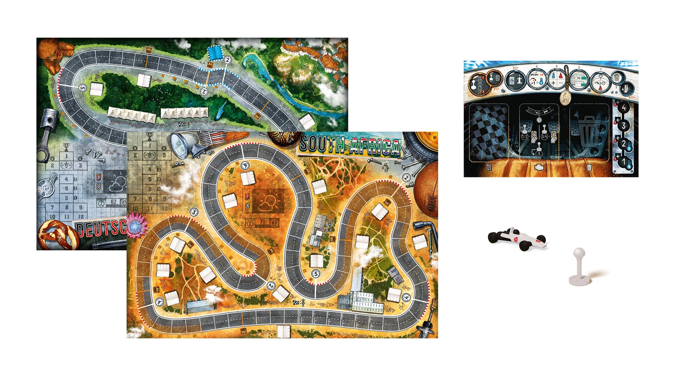 Asmodee, Heat – Flirrende Heat, wersja DE, rozszerzenie gry dla 1 – 7 graczy od 10 lat, pełny gaz do opon Qualmen – gra wyścigowa z 60 minutami gry na grę