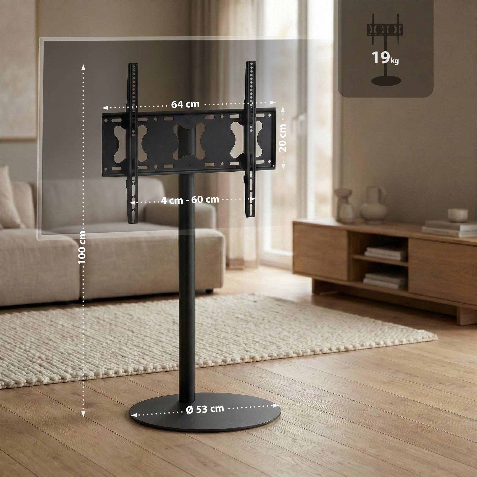 Stantiera Televisione Universalizzato Matt Black 32-65 Pollici - Dettaglio