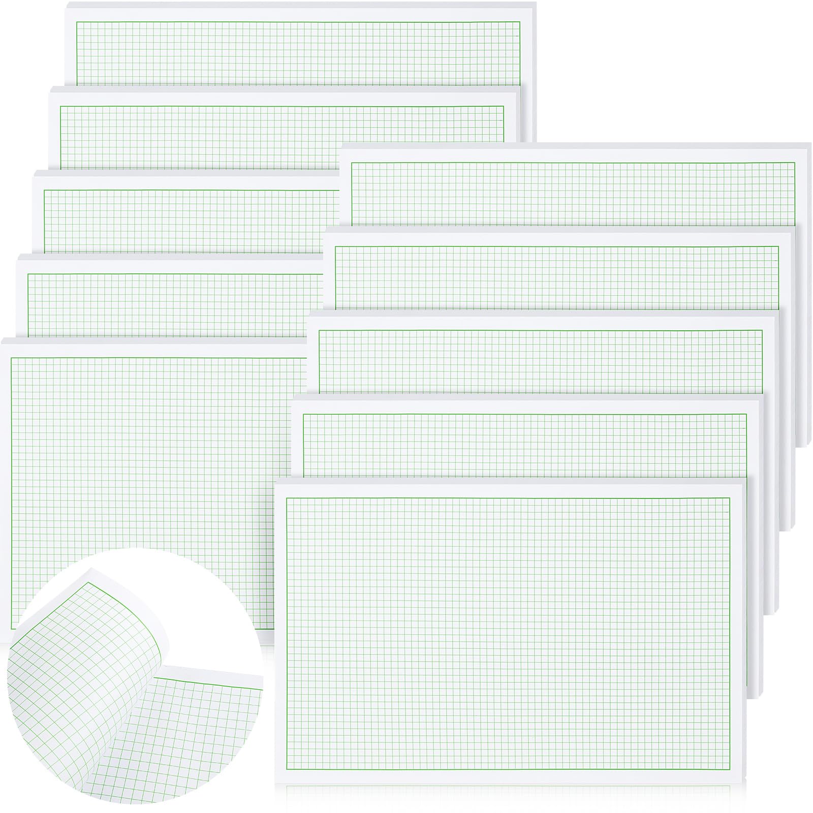 Tenceur 500 Sheets Engineering Pad 11''x17'' Double Sided Large Engineering Paper Graph Paper Grid Paper Drafting Pad 4''x4'' Grid Blueprint Sketching 10 Pads for Engineer Architect (Green)