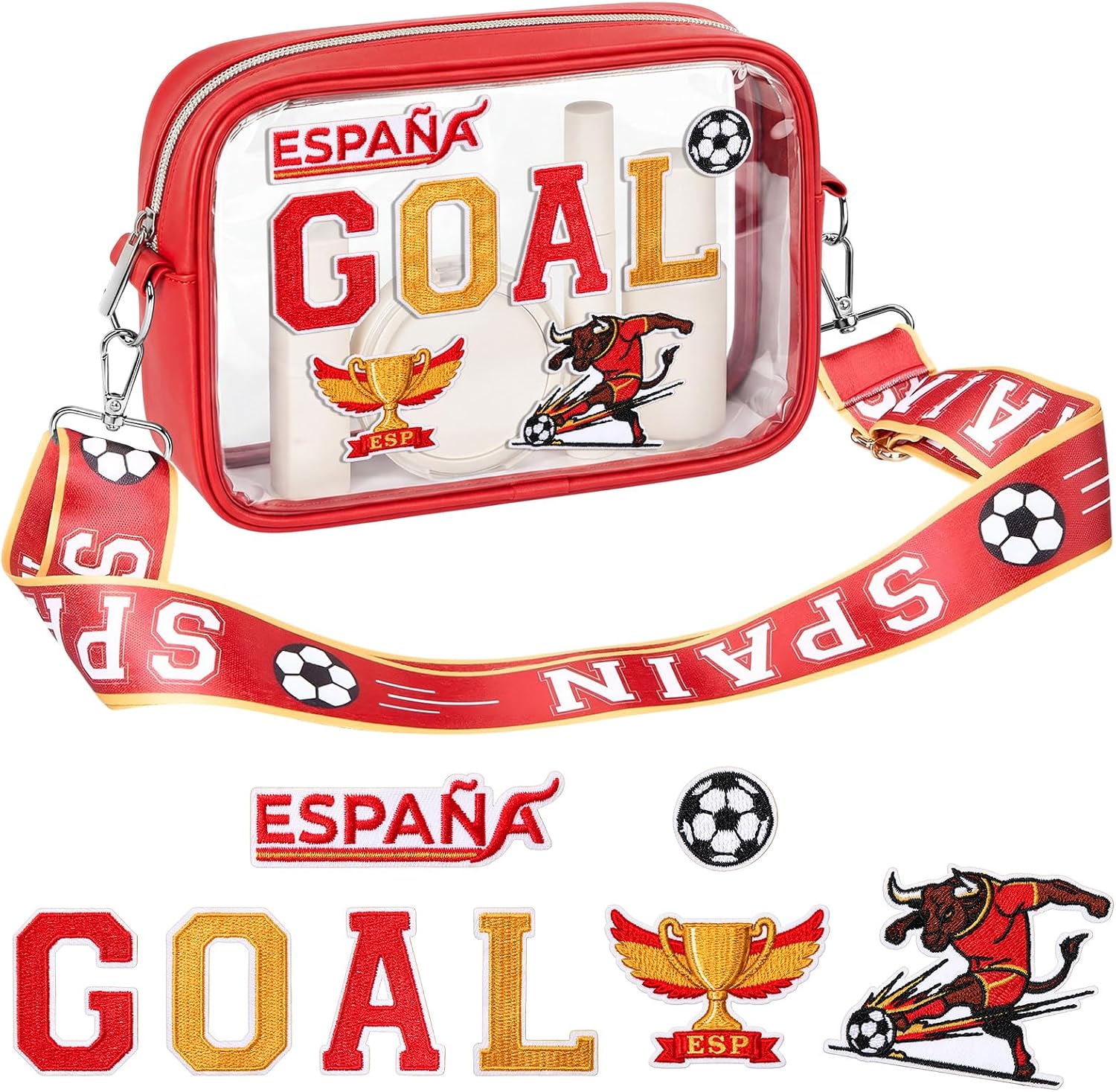 Clear Soccer Bag for Stadium Events Soccer Match Approved Transparent Purse with DIY Patches Concert Sport