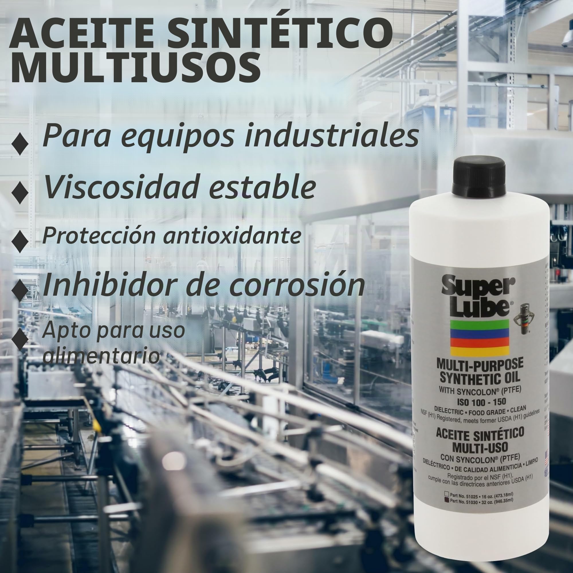 Super Lube 51004 aceite sintético con PTFE, alta viscosidad, 4 oz