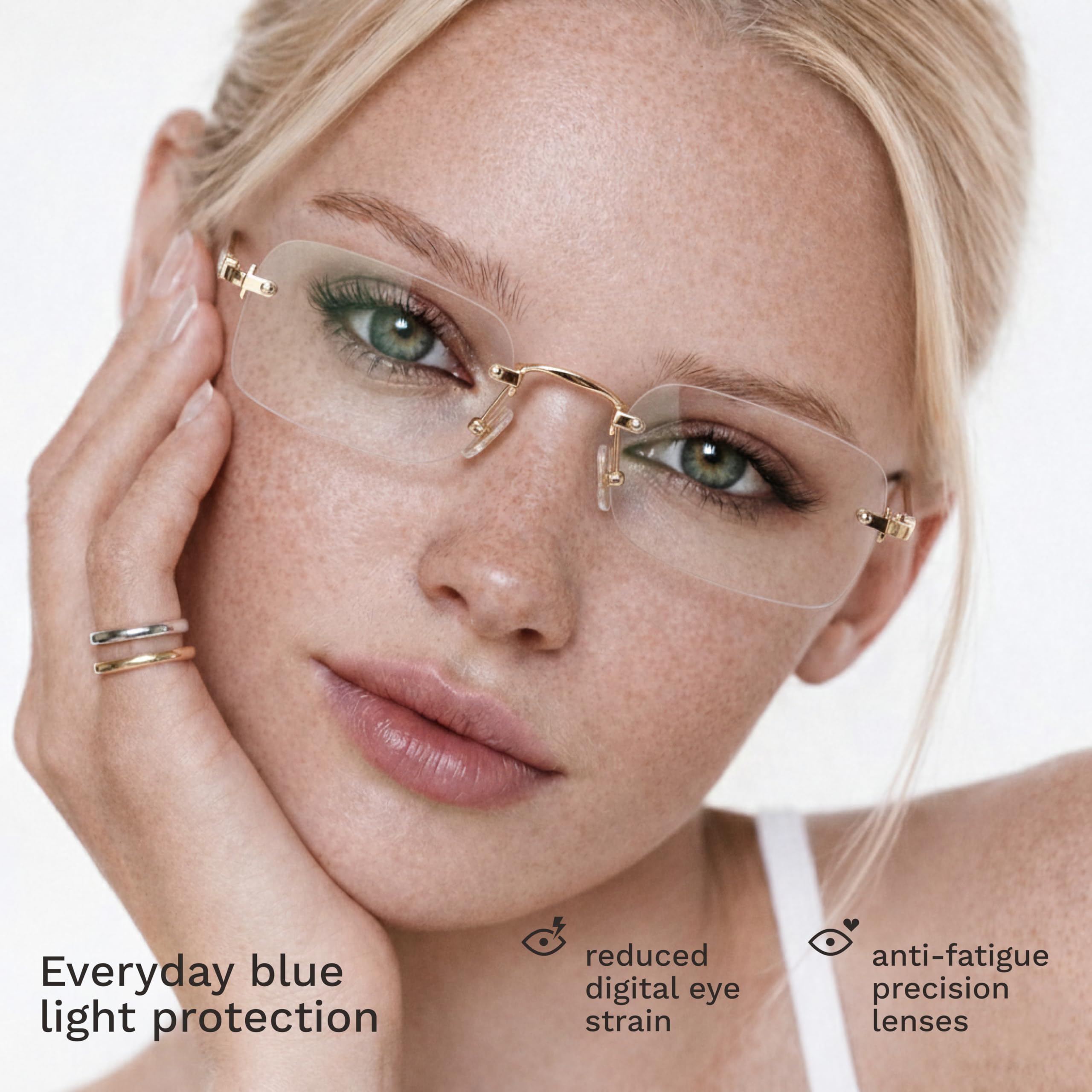 livho Blaulichtblockierende Brille für Frauen, leichte Computerbrille mit Metallrahmen, Anti-Augenbelastung, UV-Schutz