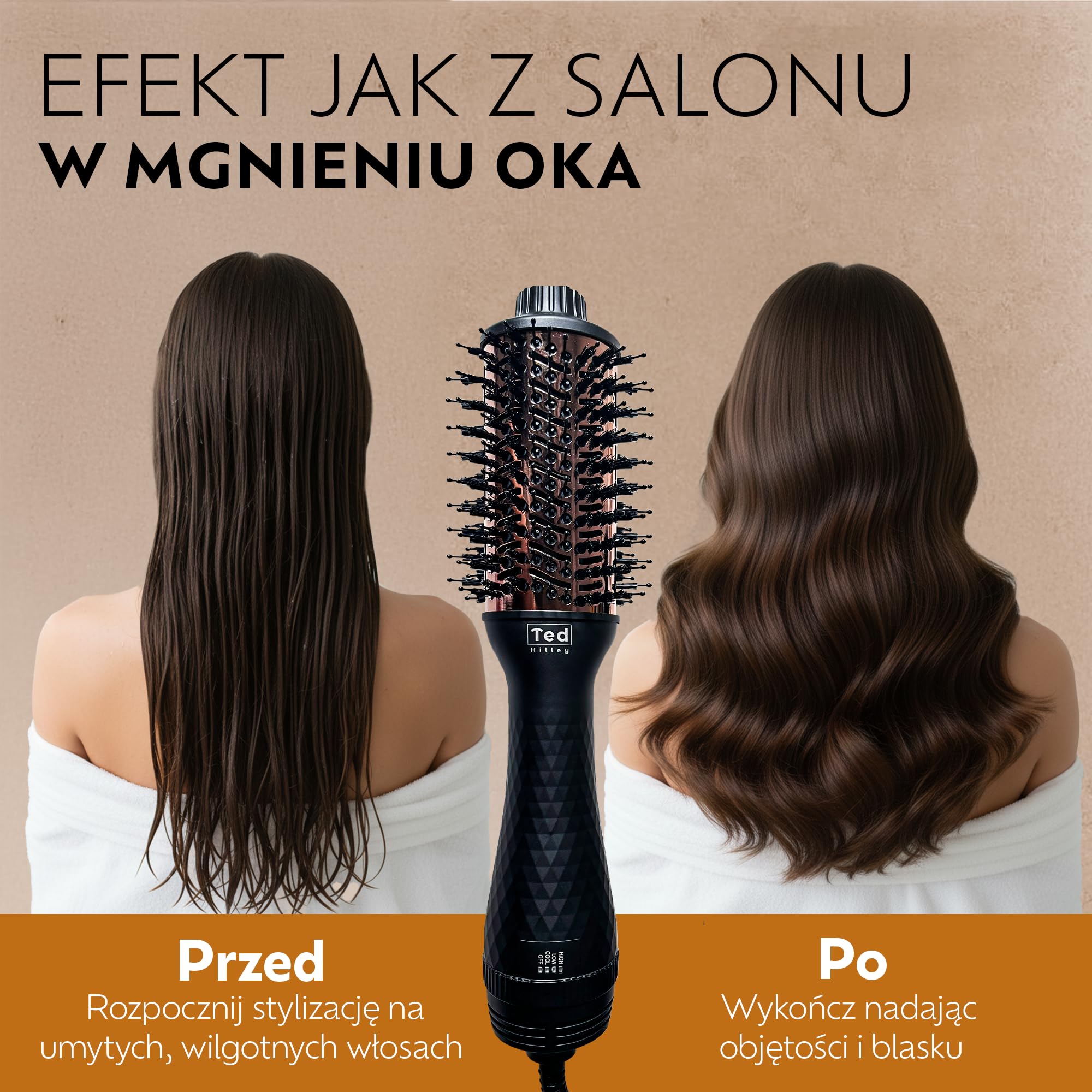DuoStyle tytanowa szczotka do piany – profesjonalna szczotka do suszarki do włosów i klimatyzator 2 w 1, najlepsza szczotka do suszarek, technologia jonowa szczotki termicznej, Blow Dryer