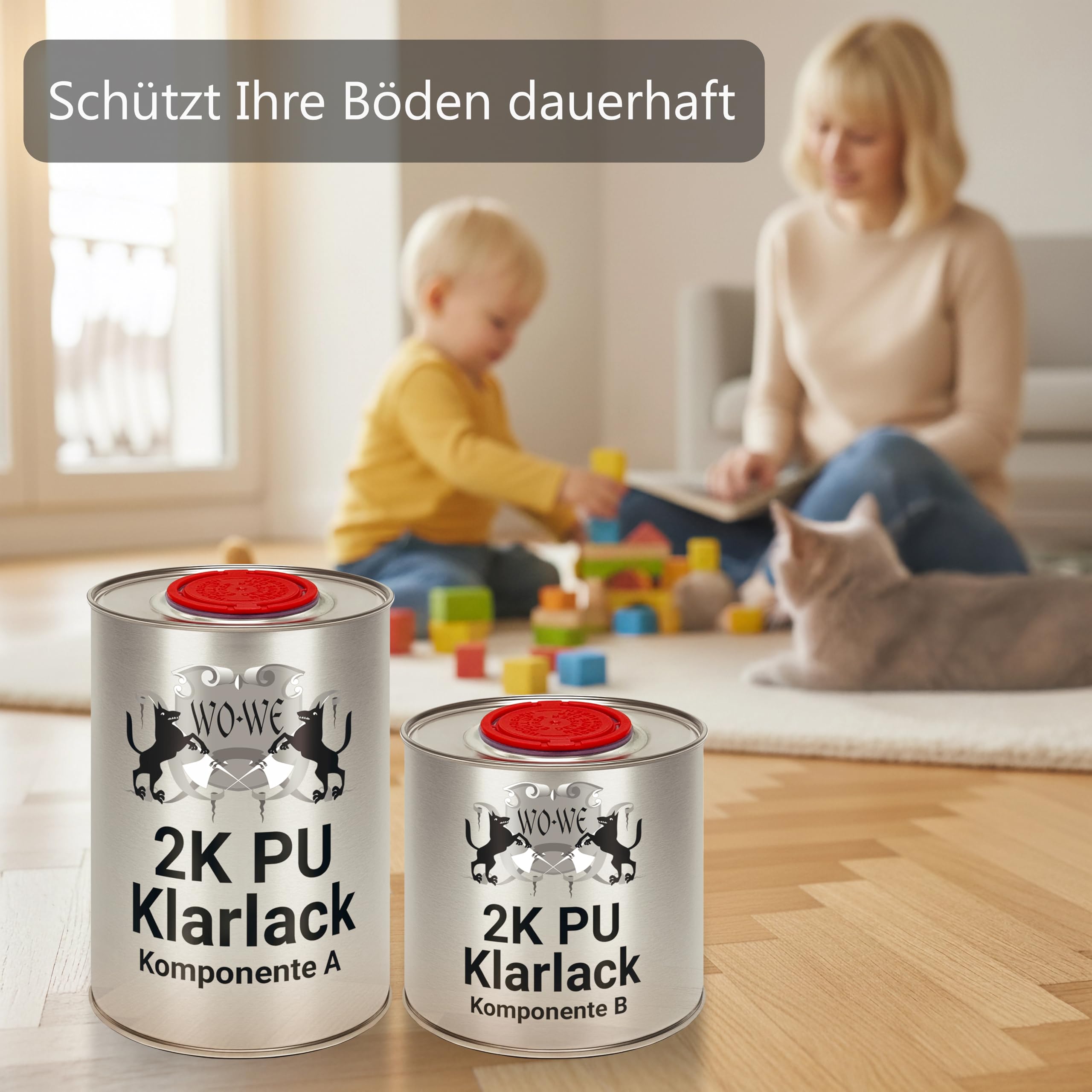 WO-WE 2K PU Klarlack Glänzend Holz Parkettlack Treppenlack Farblos 7,5kg