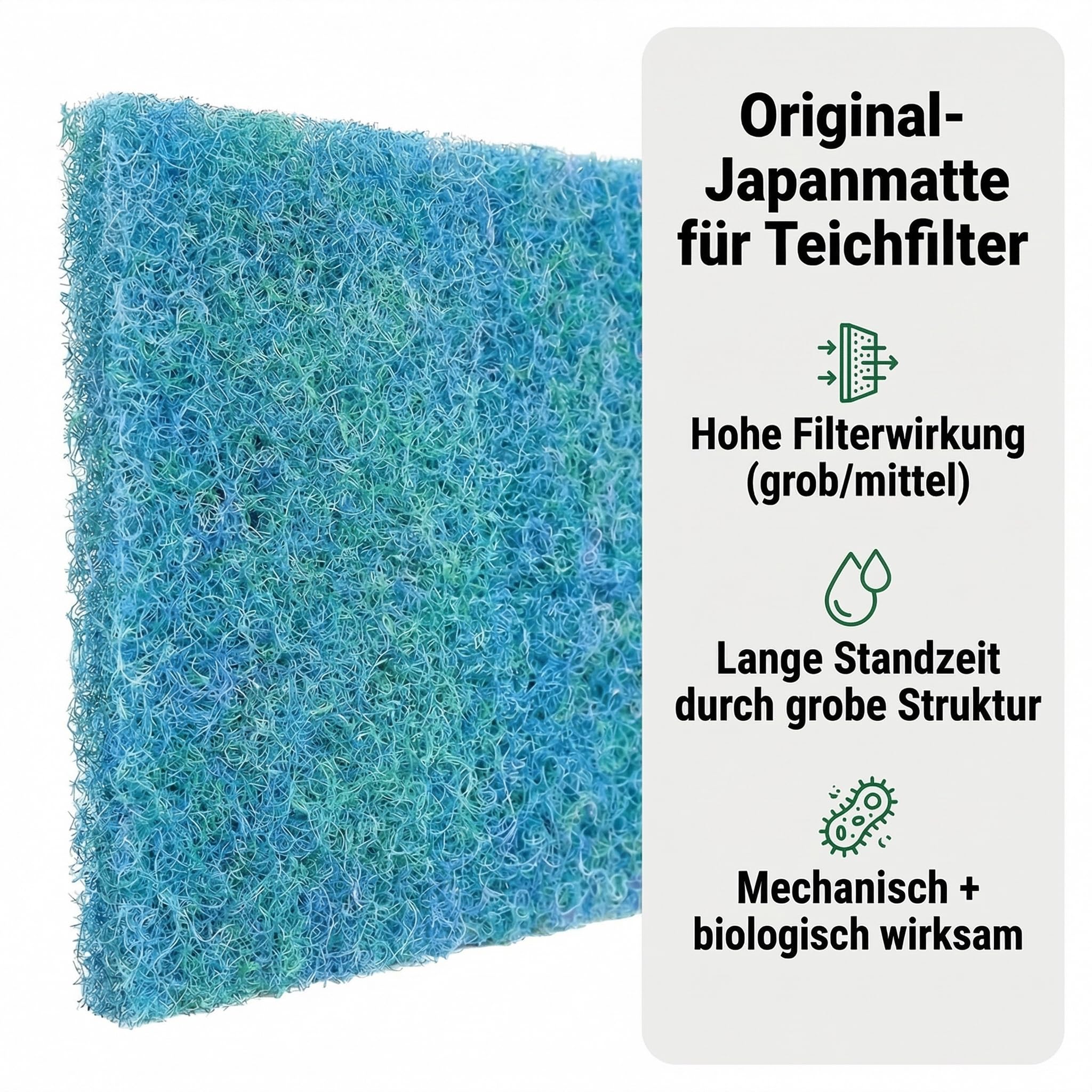 Pondlife Japanmatte Filtermatte für Teichfilter, grob, 120 x 100 x 3,8 cm, Nylon Blau, zuschneidbar
