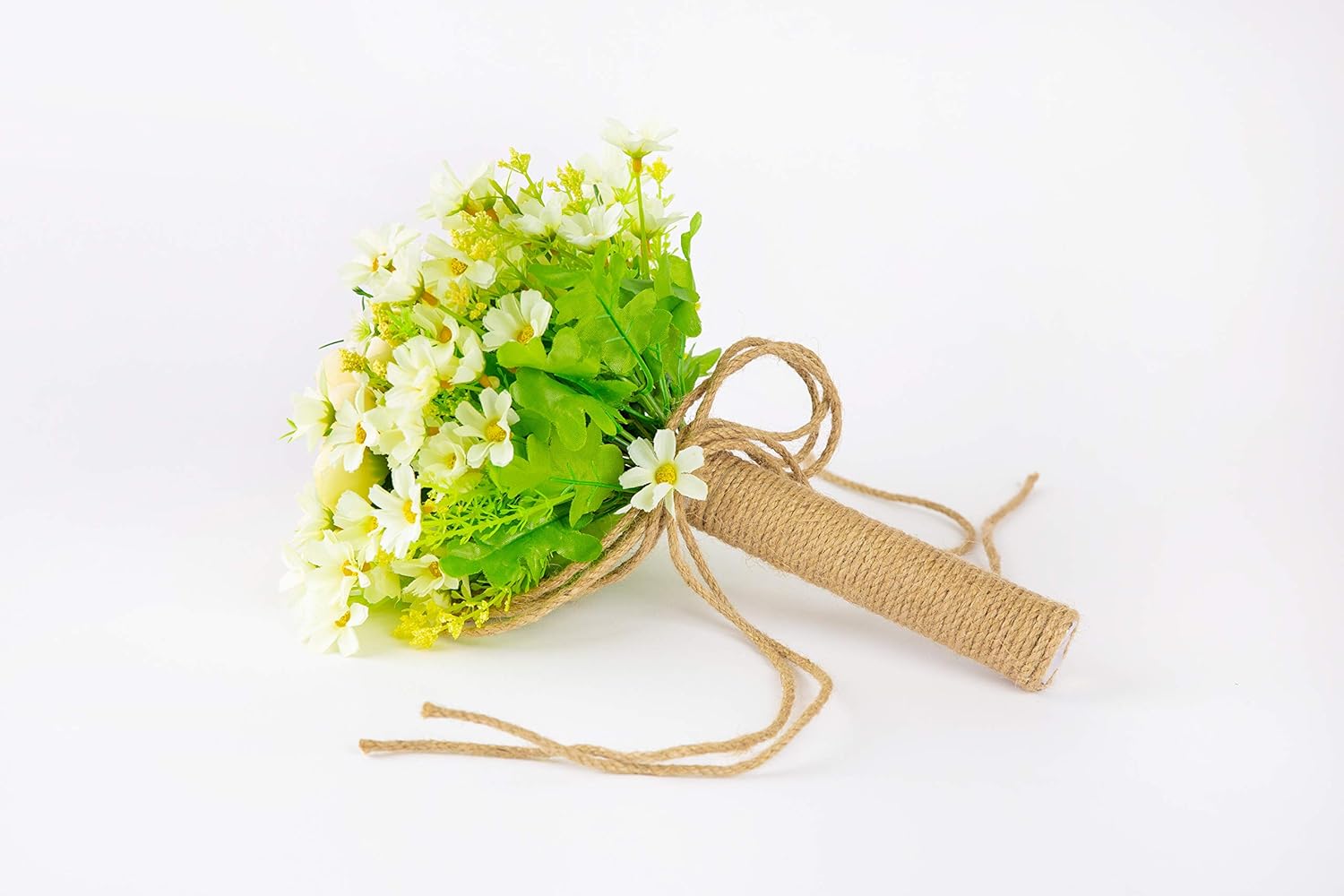 Abbie Home Handmade Country Wedding Bouquet White Daisy Peony Artificial Bridal Flower Bouquets (D483)