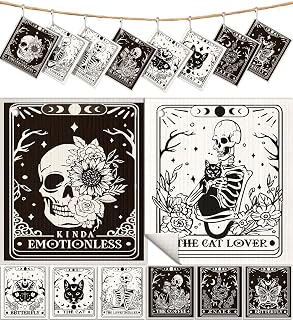 Miss Adola 8 Pack Reusable Kitchen Dishcloths - Absorbent, Fast Drying, Washable Swedish Towels with Cute Black Skull Design