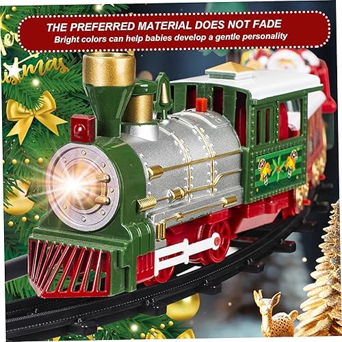 Miniatura 7 de Juego de tren de árbol de Navidad con luz y sonido colgante de tren de Navidad con locomotora trineo de carro y pistas para niños árbol de regalos .-