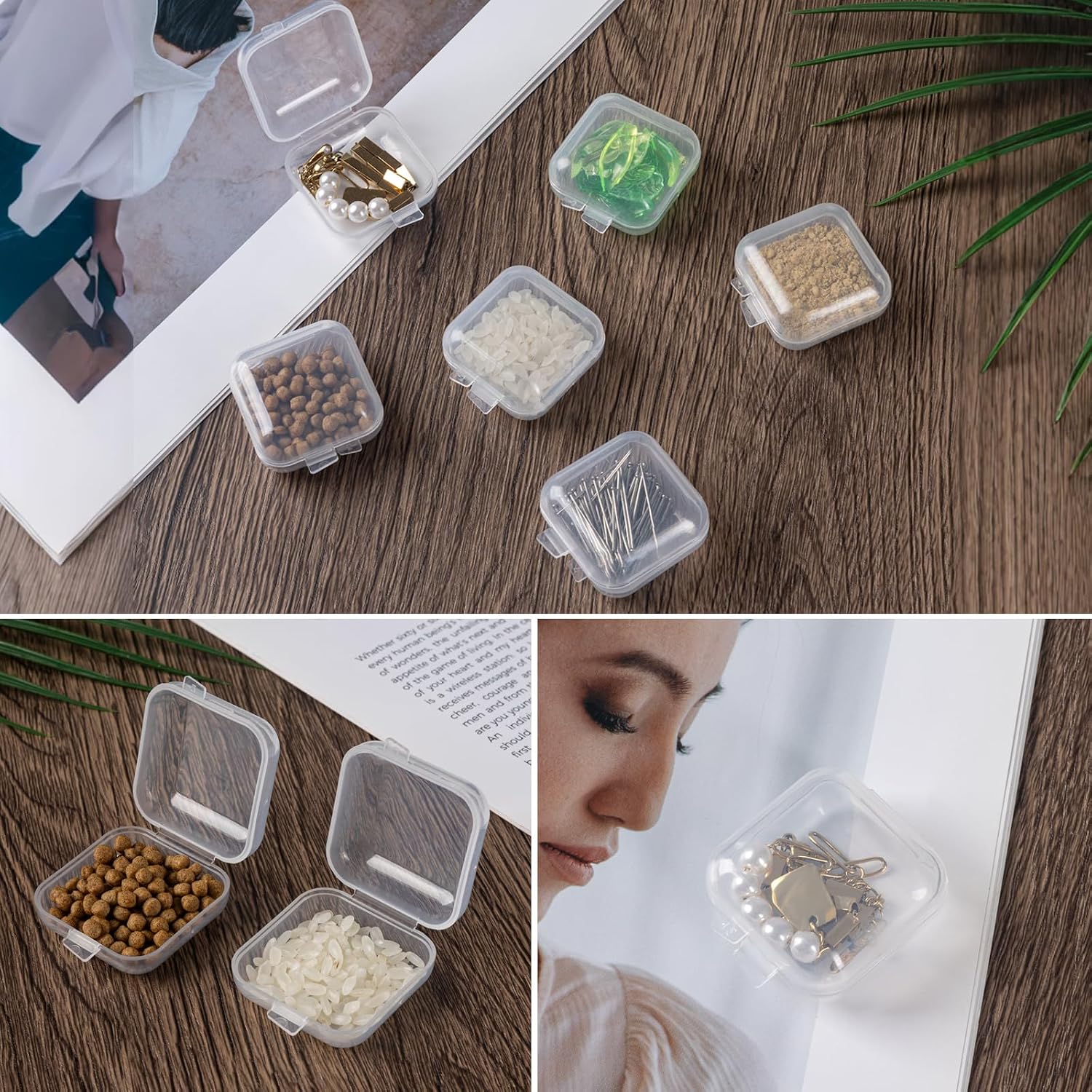 10Pcs Ear Plug Case, Mini Plastic Earplug Containers, Hinged Lids | 1.8mm Thick Square Box for Small Item Craft, Beads, Necklaces, Ear Studs, Rings