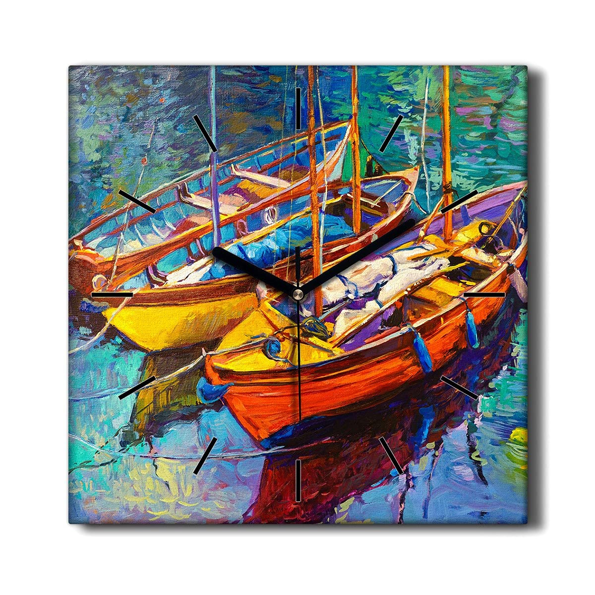 Horloge sur Toile 30x30cm Lac d'eau de mer sans tic-tac pour salon Décoration Murale
