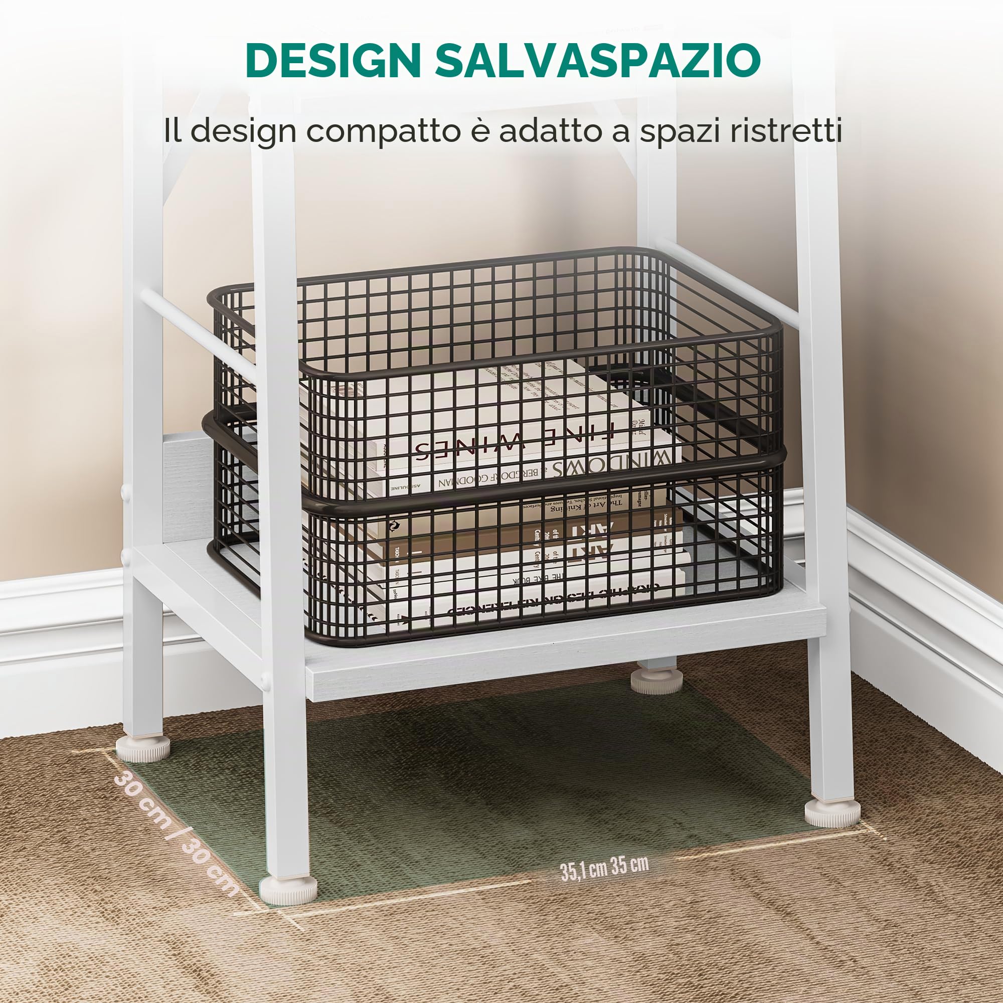 YITAHOME Libreria a 5 Ripiani, Scaffale a Scala Industriale Scaffale per Libri Autoportante Ripiani in Legno e Scaffale per Libri con Struttura in Metallo Scaffale Moderno per Soggiorno, Bianco puro