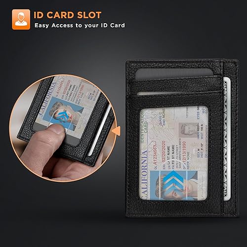 Miniatura 6 de SERMAN BRANDS RFID Blocking Slim Minimalist Mens Front Pocket Wallet. Thin Card Holder. Full Grain Leather Wallets for Men