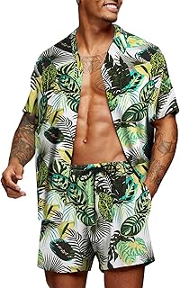 Sponsored Ad - COOFANDY Men's Flower Shirt Hawaiian Sets Casual Button Down Short Sleeve Shirt
