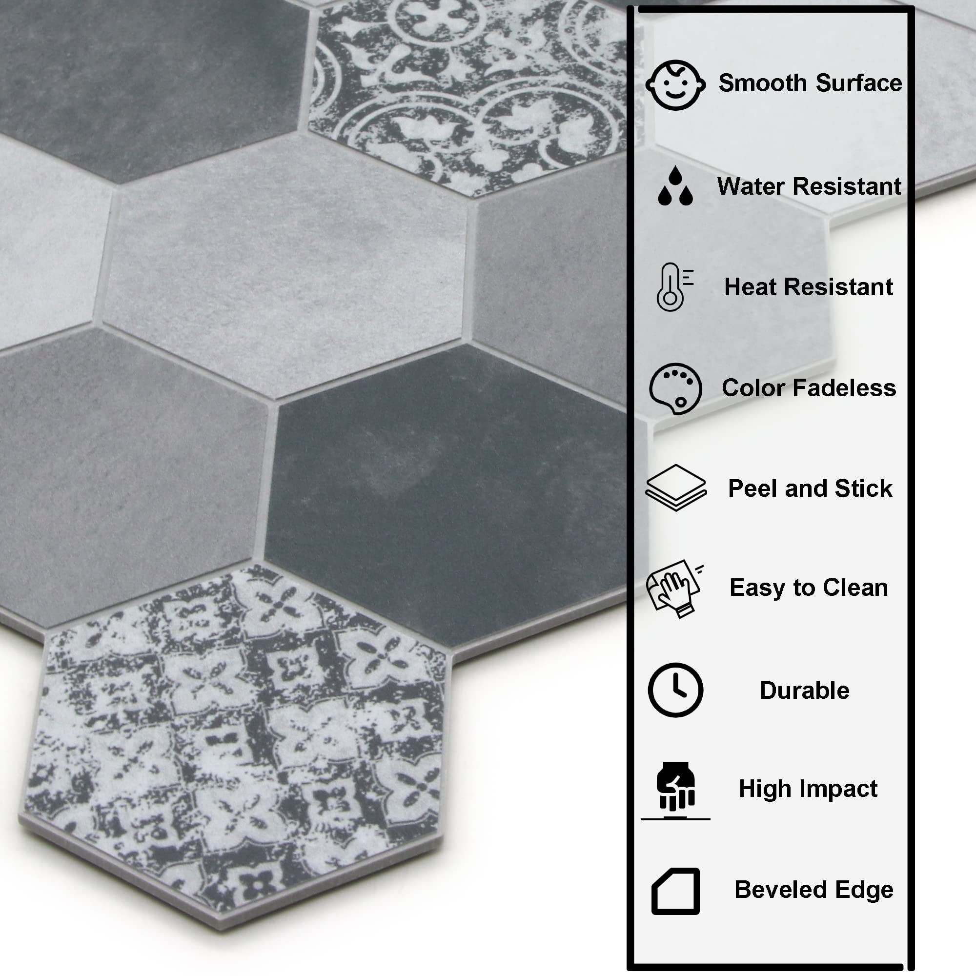 The Tiles Plaza Backsplash Peel and Stick, piastrella decorativa da parete a mosaico per cucina, bagno, camino, 10 fogli, copertura 2,2 m²
