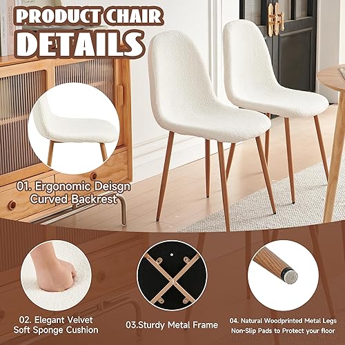 Miniatura 3 de Juego de 4 sillas de comedor, modernas sillas de comedor laterales sin brazos de tela tapizada para cocina pequeña, sala de estar, dormitorio, forro