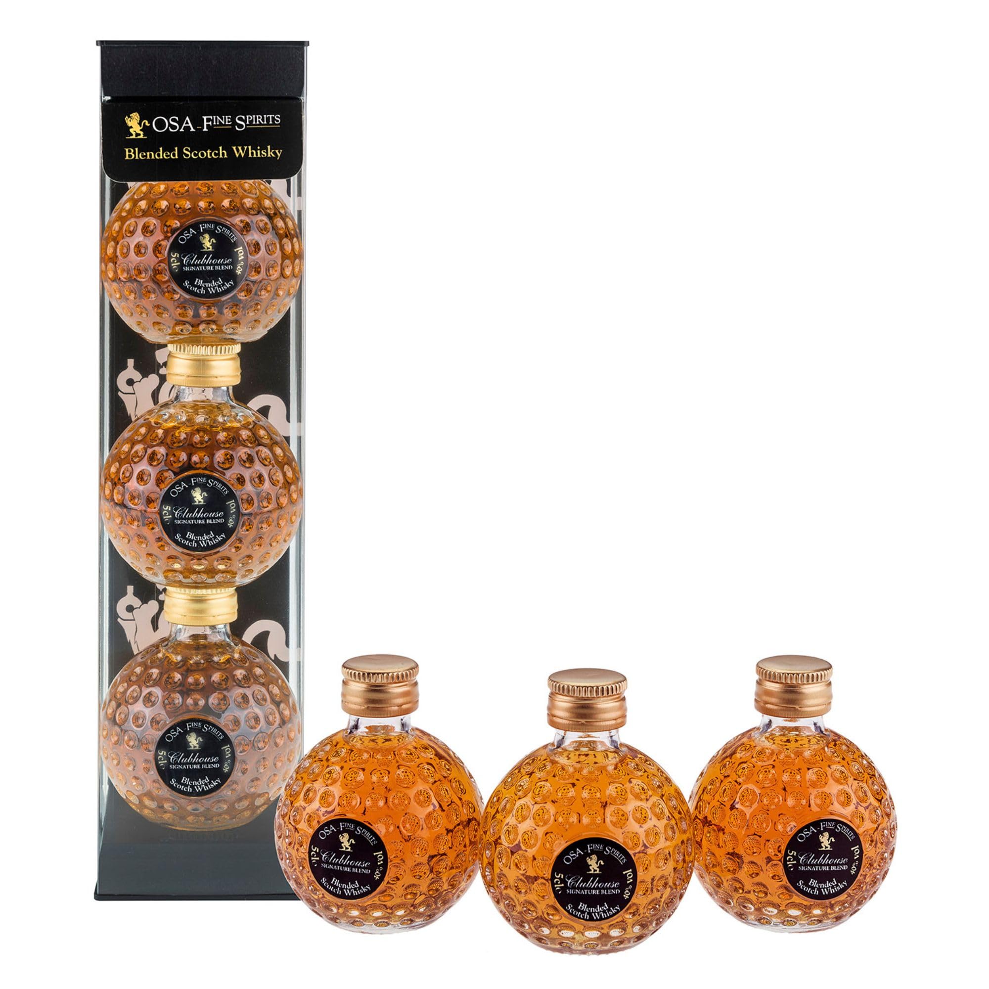 OSA Fine Spirits Clubhouse | Blended Scotch Whisky | 40% ABV | 3 x 5cl | Rich Sweet, Spicy Flavours | Award-Winning Blended Scotch Whisky | Enjoy Neat or in Drinks | Ideal Alcohol Gifts