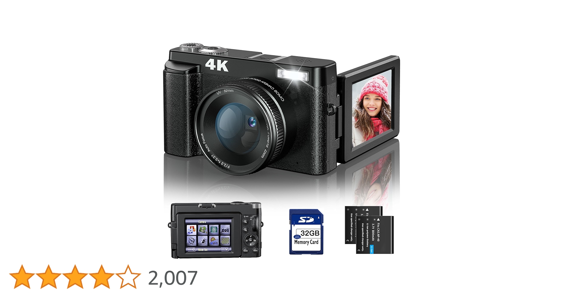 Amazon | 4K デジカメ デジタルカメラオートフォーカス 4800万