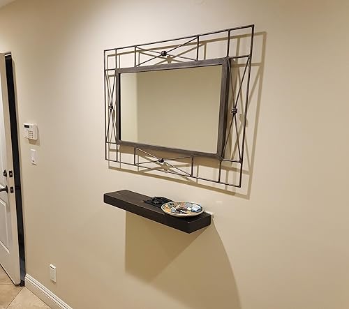 Vista 154 de joelsantiques - Estante rústico y contemporáneo con soportes, pino macizo, hecho a mano en Estados Unidos, 2 pulgadas de grosor x 8 pulgadas de Gris