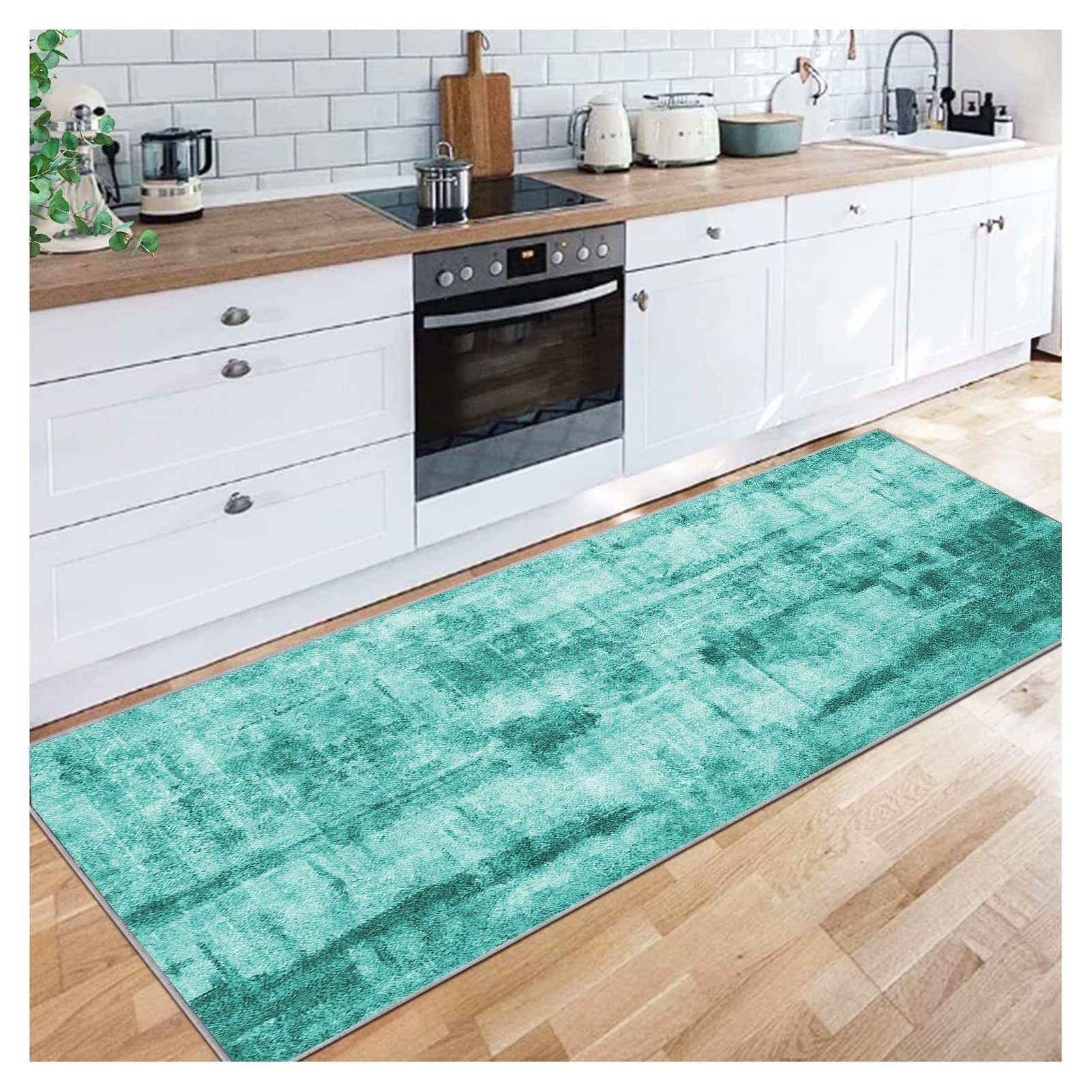 Siunwdiy Contemporary Solid Light Green Carpet Runner 120x240cm for Hallways Extra Long Non Slip Backed Washable Rug - Hallway Runner for Kitchen/Bedroom/Entryway/Hal - Durable Narrow Floor Mat