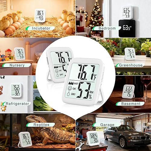 Miniatura 3 de Antonki 2 Pack Room Thermometer for Home, Hygrometer Indoor Humidity Meter Gauge, Digital Temperature and Humidity Sensor Monitor for House, 2