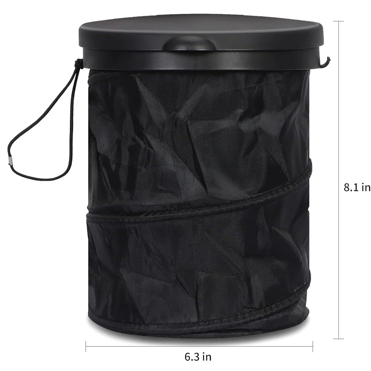سلة نفايات للسيارة نافرة قابلة للطي، أكريليك، أسود، يُفتح من أ... - view 5