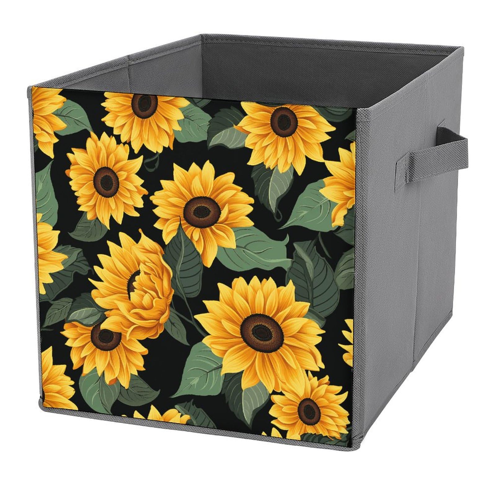 Paniers de rangement tournesol en tissu de qualité supérieure et cuir