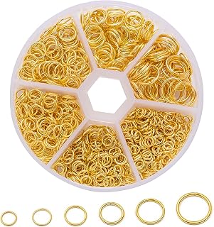 Huotflame Jump Rings DIY Set - 970 Pieces Open Rings, Alloy Jump Rings for Jewellery Making - 85 g Assortment for Earrings Bracelets Chain Repair Craft Supplies Gold & Silver (Gold)