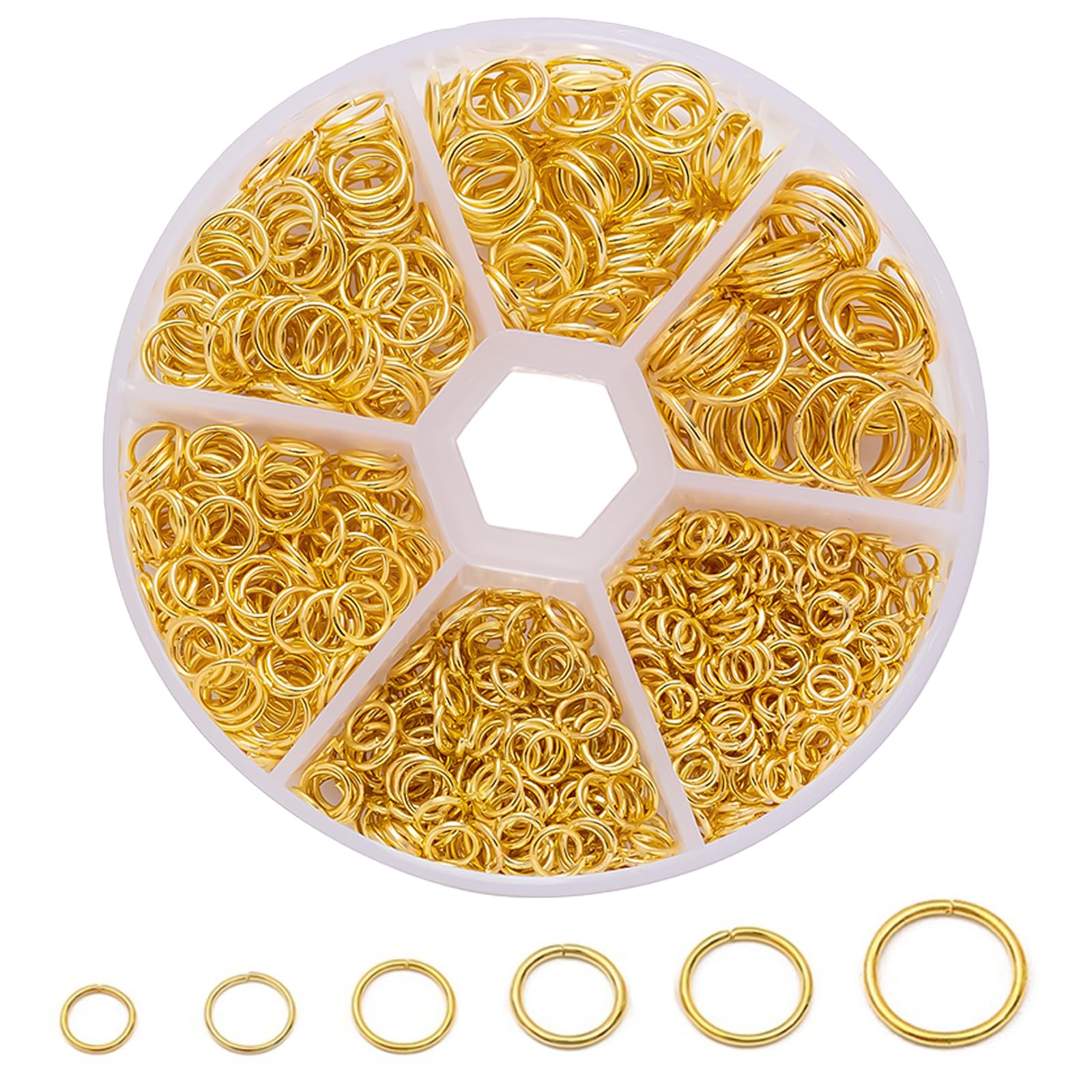 Huotflame Jump Rings DIY Set – 970 Stück offene Ringe, Alloy Biegeringe für Schmuckherstellung – 85g Sortiment für Ohrringe Armbänder Kettenreparatur Bastelbedarf Gold & Silber