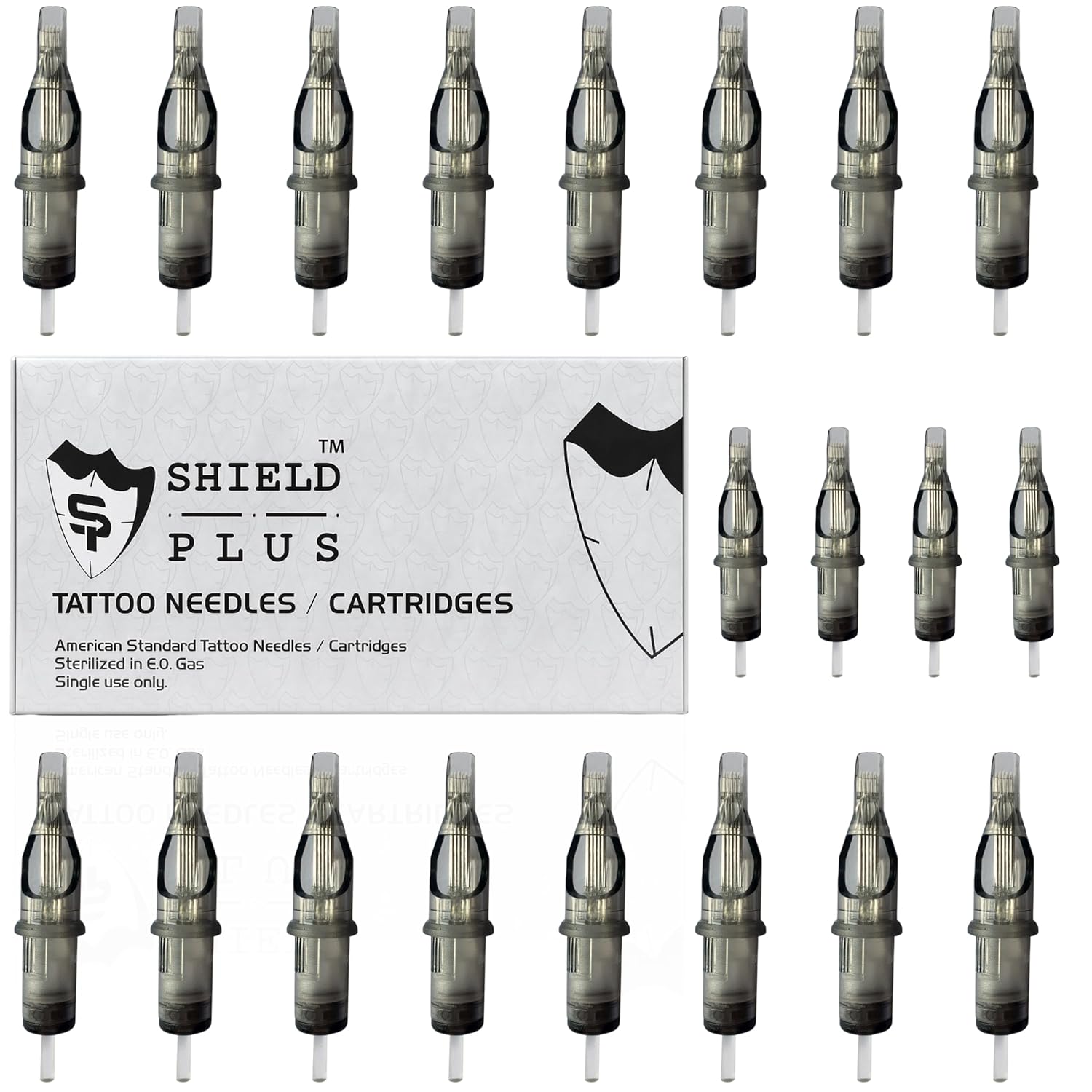 3RL+5RS+9M1+11SERM Mixed Tattoo Cartridge Needle Set (Each of 5 Pcs) – Shield Plus Disposable Round Liner, Round Shader, M