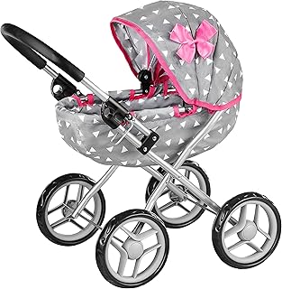 Kinderplay Dolls Pram | Toy Pram | Baby Doll Pram - Toy Pushchair | Dolls Buggy | Dolls Pushchair | Dolls Pram Handle high 54cm, model KP0260S