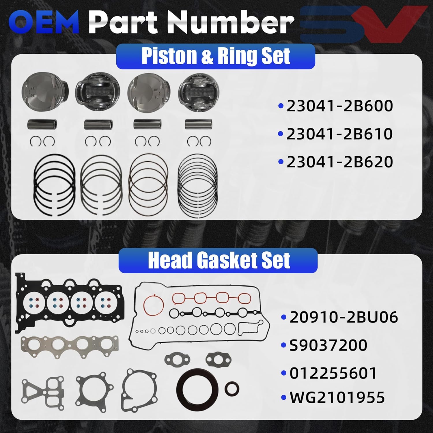 G4FJ 1.6L Engine Rebuild Kit Crankshaft Connecting Rod & Piston Head Gasket Set Fit For Hyundai Sonata Veloster Tucson Mistra Kia Ceed Soul Seltos 2009-2019 20910-2BB03 23110-2B710