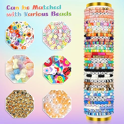 Miniatura 10 de Cuentas de arcilla, 6000 cuentas heishi de arcilla azul cielo para hacer pulseras, cuentas heishi redondas planas de polímero para hacer joyas