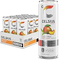 CELSIUS Fizz Free Peach Mango Green TeaSugar Free Energy Drink12 Fl Oz (Pack of 12)