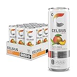 CELSIUS Fizz Free Peach Mango Green Tea, Sugar Free Energy Drink, 12 Fl Oz (Pack of 12) Fizz Free Peach Mango 12 Fl Oz (Pack of 12)