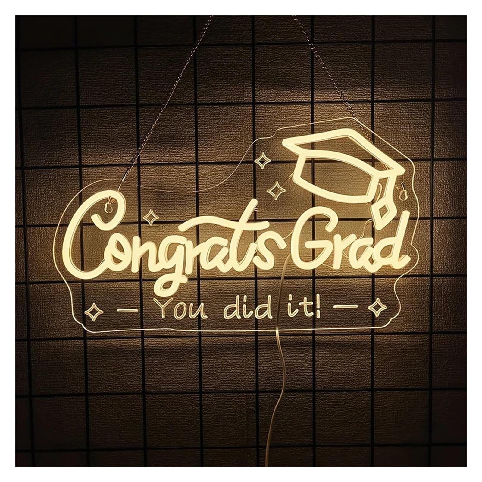 LEMST Sign Lamp Congrats Grad You Did It Neon Sign LED Light Dimmable for Graduation Party Bedroom Dorm Graduates Wall Decor 41.5cmx24.5cm/16.34inx9.65in
