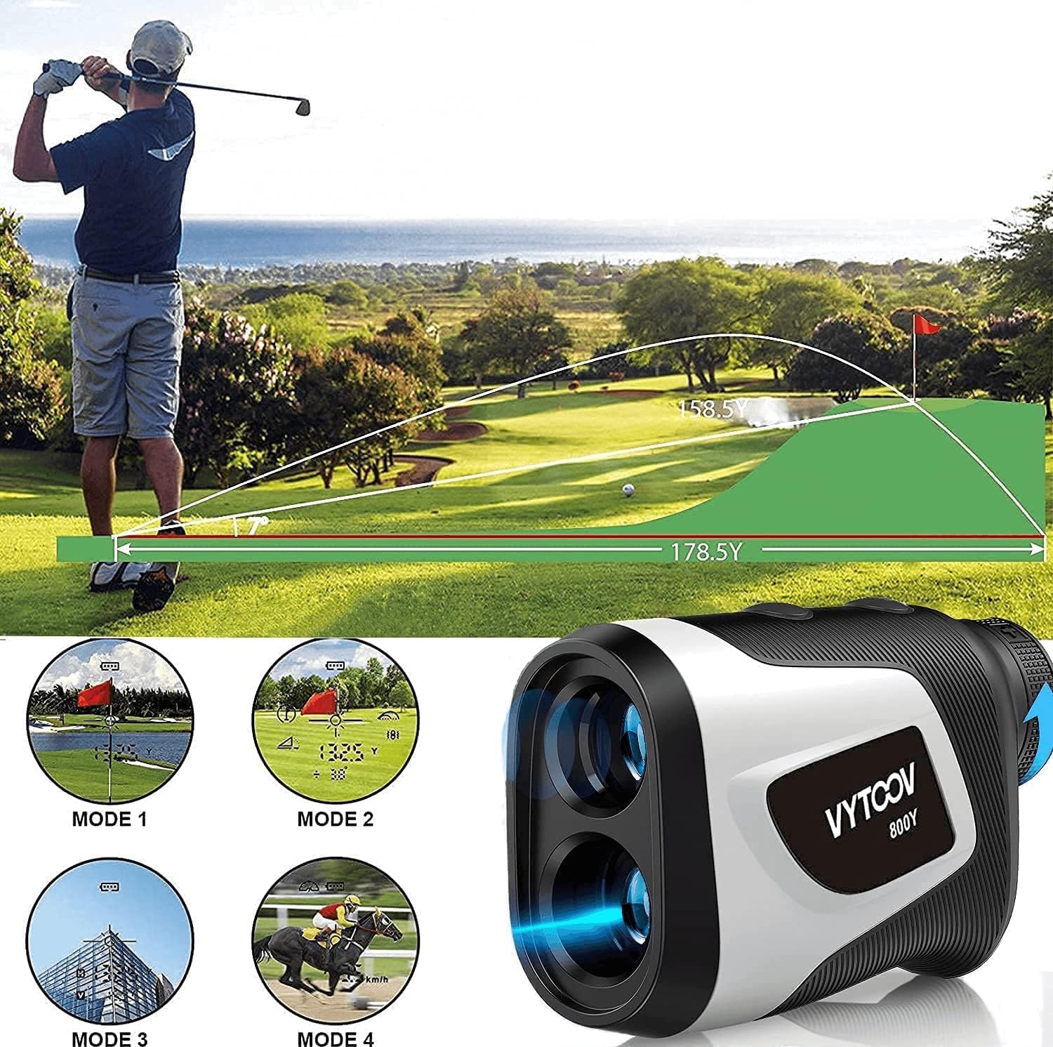 Golf Rangefinder with Slope 1000 Yards 6X Rangefinder Golfing with