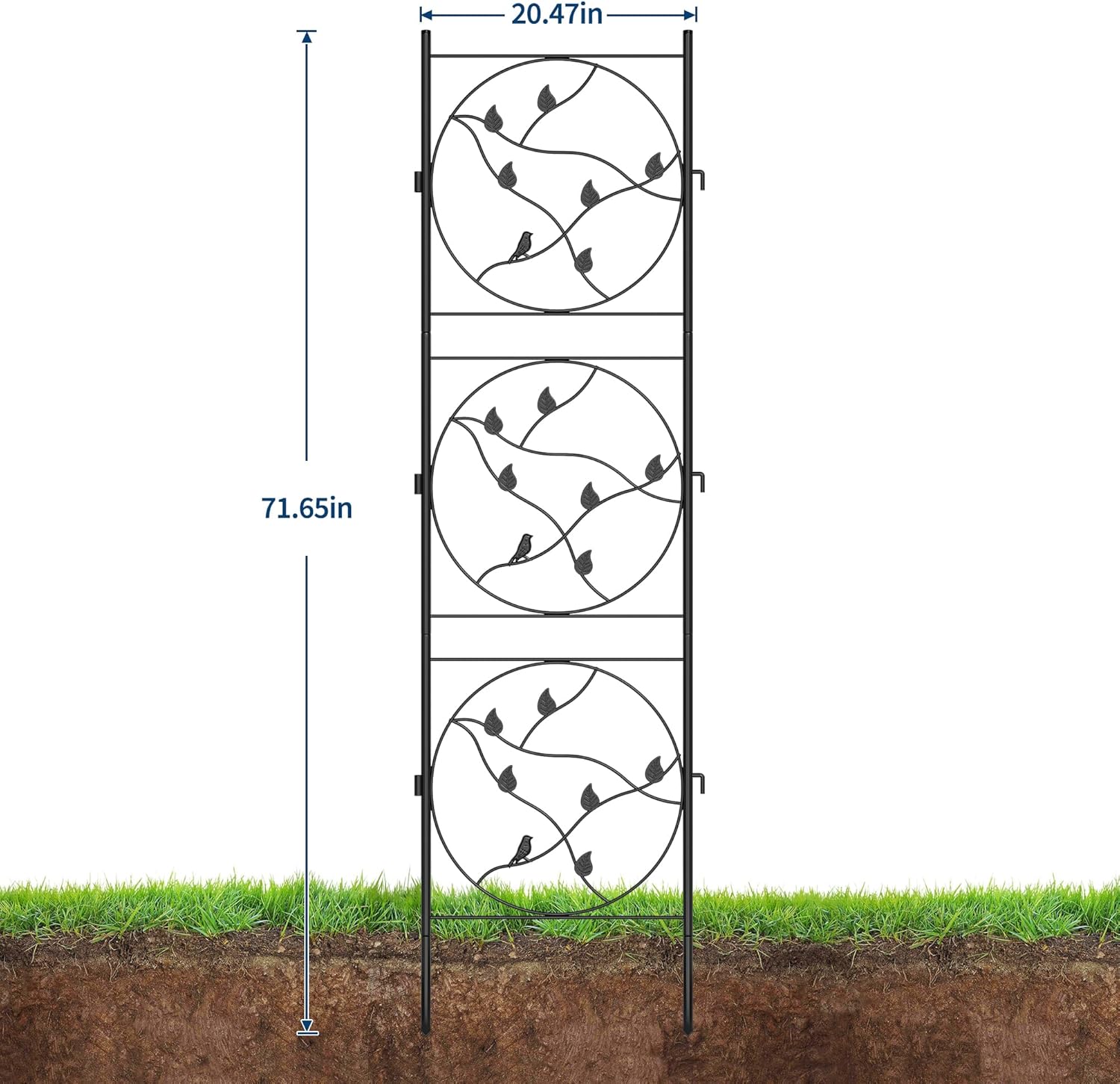 4 Pack 72x20In Garden Trellis for Climbing Plants Outdoor - Black Metal Coated Iron Trellises for Vines, Vegetables, Flowers | Durable Plant Trellis for Patio, Yard & Outdoor Gardening