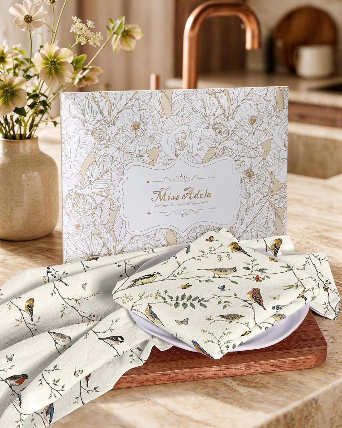 Miss Adola 150GSM Decorative Flour Sack Kitchen Towels, Whispering Branch