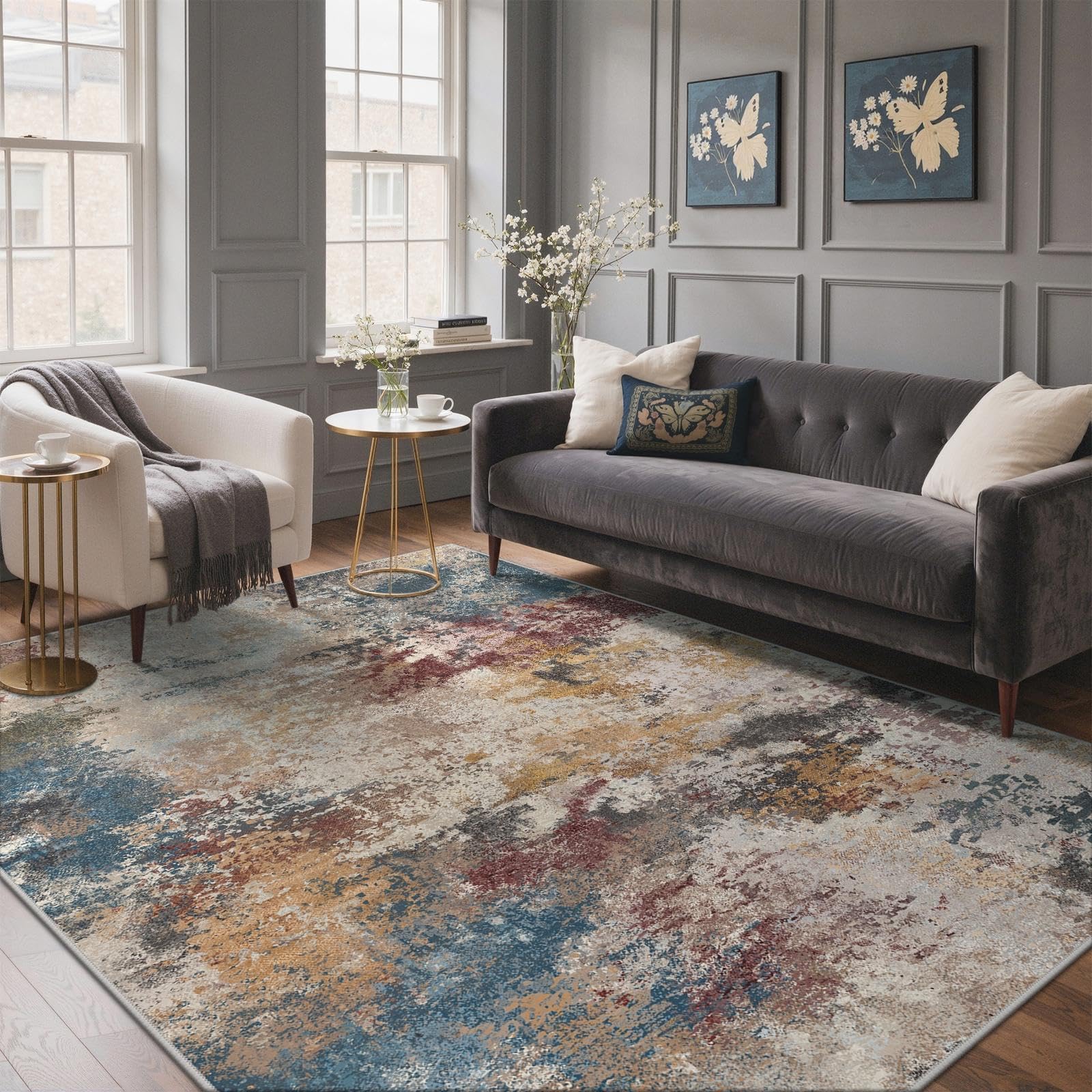 GENIMO Alfombra Salon Moderna, Cocina Lavable Antideslizante, Alfombra Pelo Corto para Dormitorio,Hall Entrada,Pasillo,Abstracto Mixto,240x300 cm