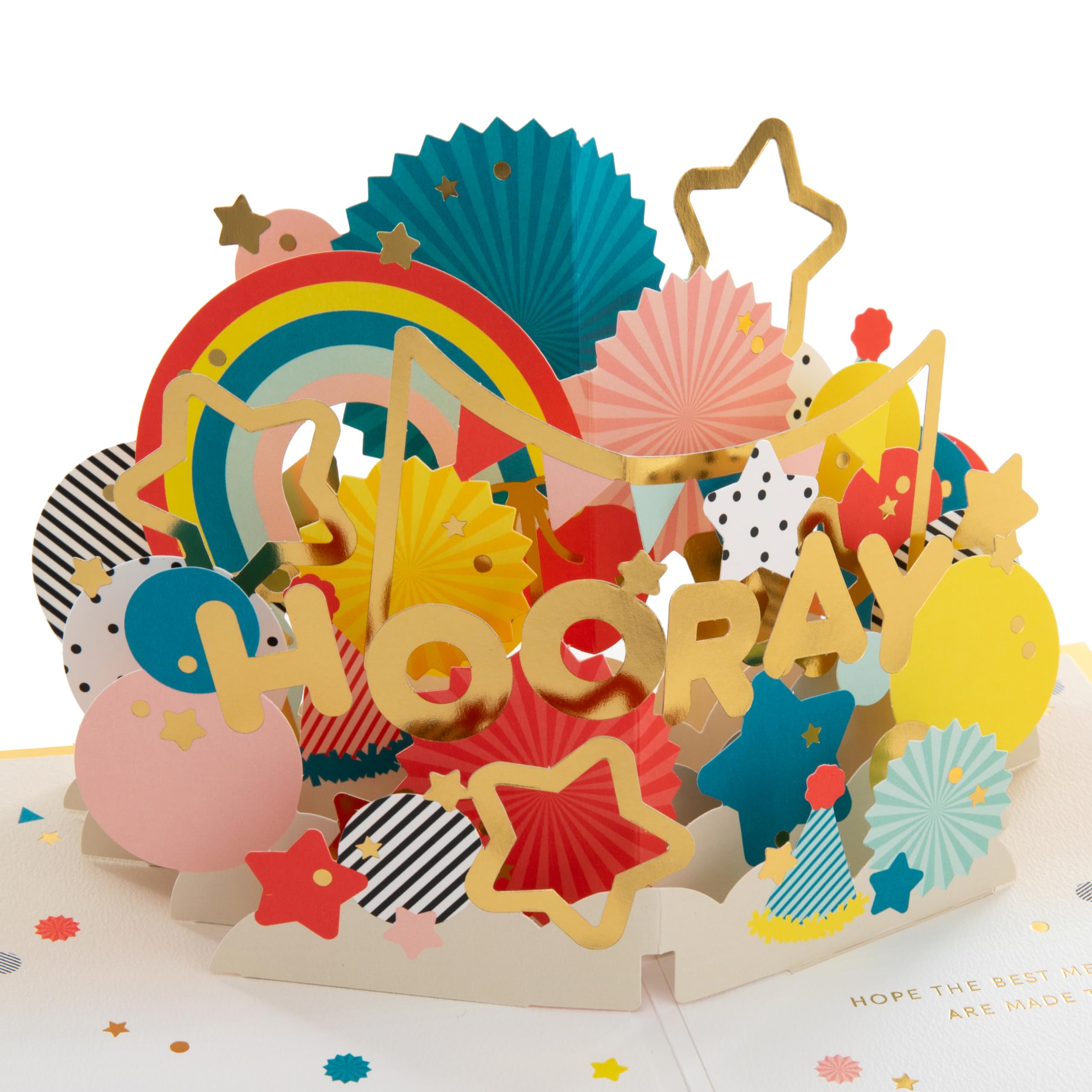 Hallmark 3D Pop-Up-Karte 'Hurra!' – Für Geburtstag, Abschluss & Feiern, Mit Sternen & Luftballons, Komplett Recycelbar