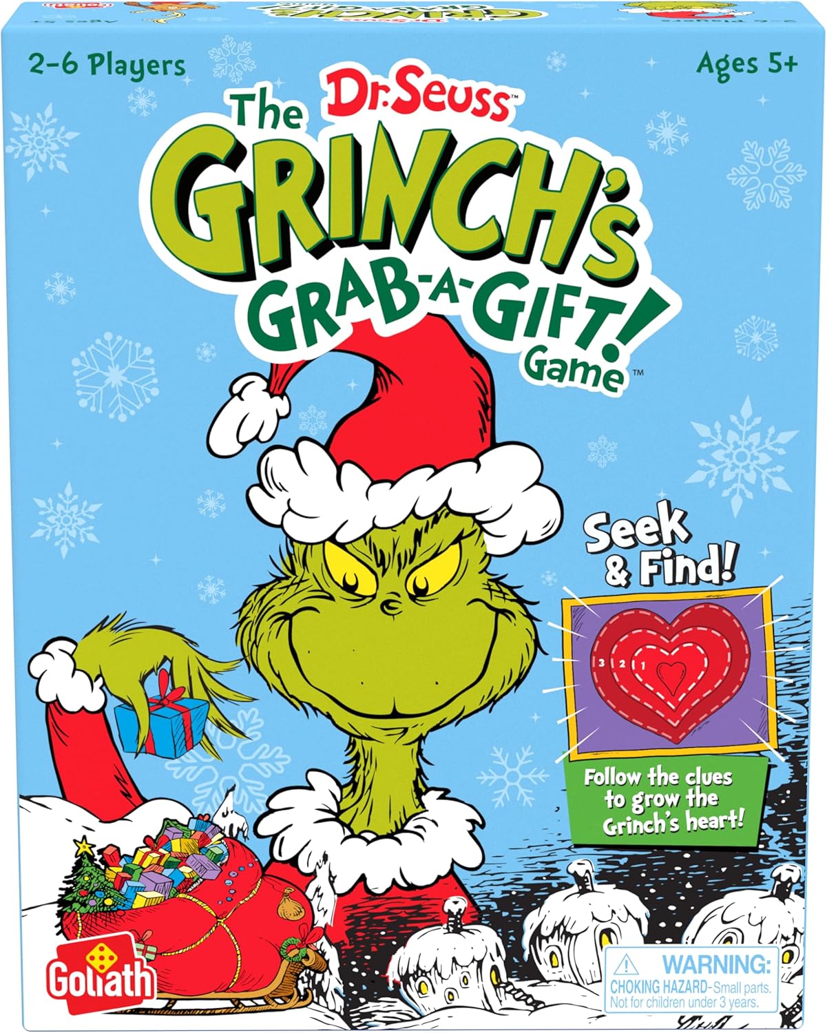 Goliath The Grinch's Grab-a-Gift Game | Cooperative Holiday Family Game of Clue-Giving and Guessing | 2-6 Players, Ages 5+