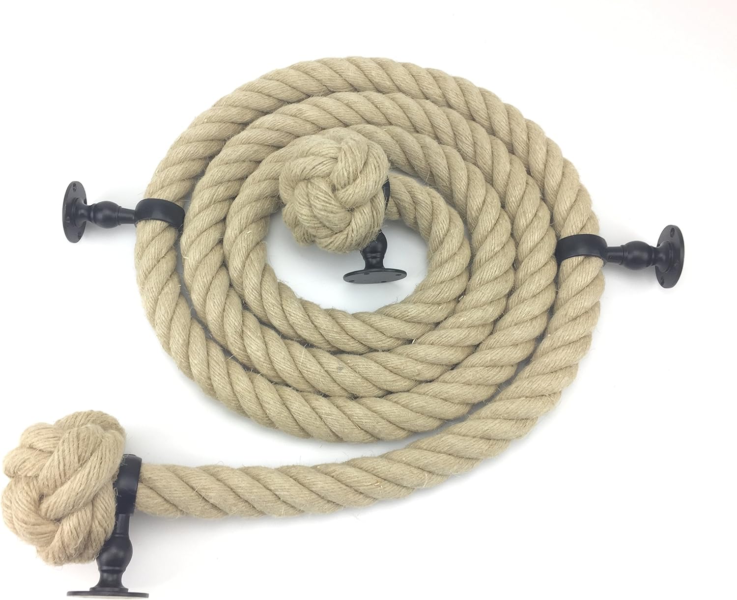 32 mm chanvre naturel Corde de rampe d'escalier X 3,4 m, C/W 4 revêtue
