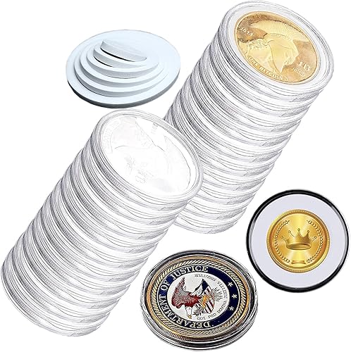 Miniatura 9 de 20 cápsulas de monedas de 1.81 pulgadas con 6 tamaños de juntas de espuma para colección de monedas, monedas de plata americana Eagle Liberty, medio