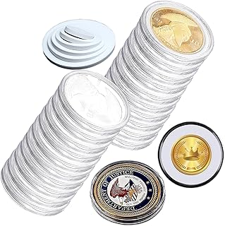 XYZsundy 20 Pcs 46MM Coin Capsules with 6 Sizes (20/25/30/35/40/46MM) Foam Gaskets for Coin Collection American Silver Eagle Liberty Coin, Half Dollar,Bitcoin