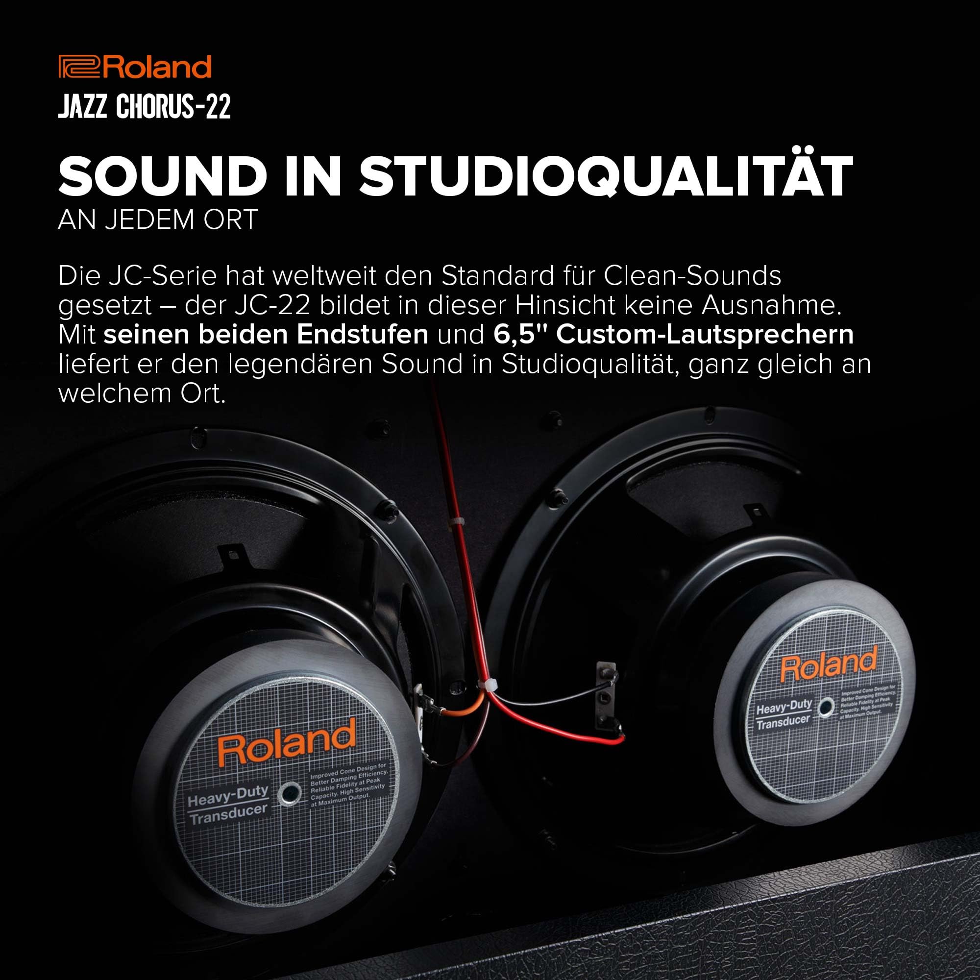 Roland JC-22 Jazz Chorus | Ultrakompakter Gitarrenverstärker | Legendärer JC Clean-Sound | Einzigartiger Chorus-Effekt | Leistungsstarker 30 Watt Stereoverstärker | Zwei 6,5” Lautsprecher