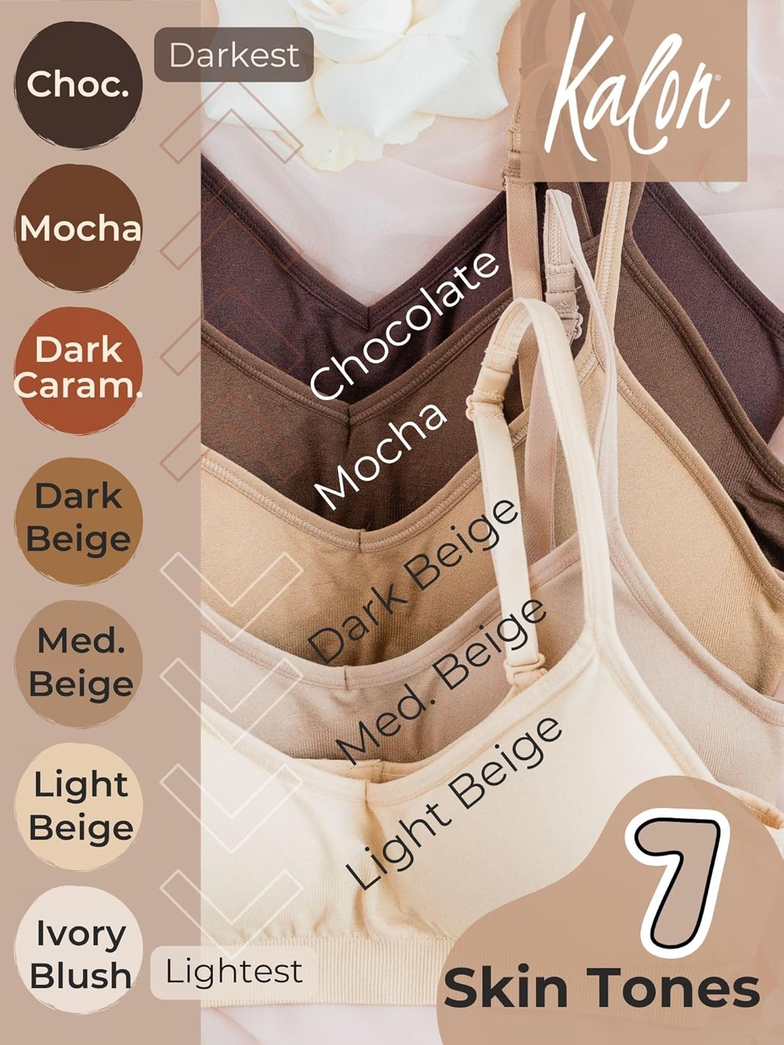 Kalon Women’s 4 Pack Demi Padded Bralette Wireless Comfortable Bra - Image 7